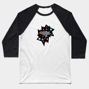 Dragonfly with cartoon eyes flys over colourful chasm Baseball T-Shirt